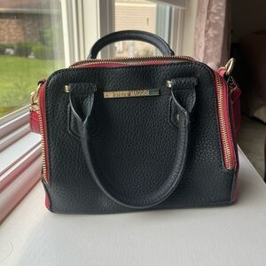 Steve Madden Black and Red Satchel with Classic Design